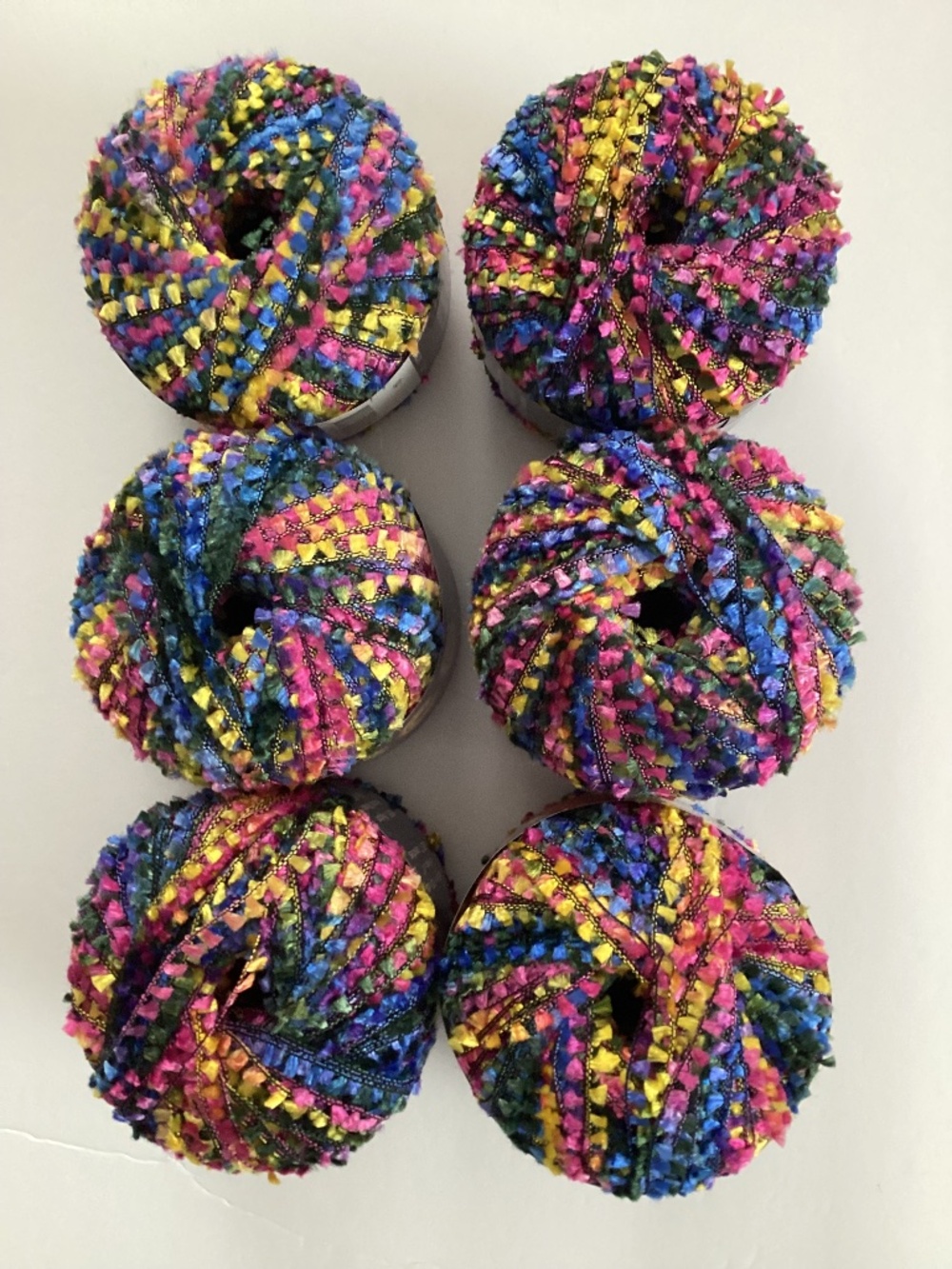 Spice Yarn Made in Italy 6-balls of Color 04 Blue Pink Yellow-50g &125 yd Each